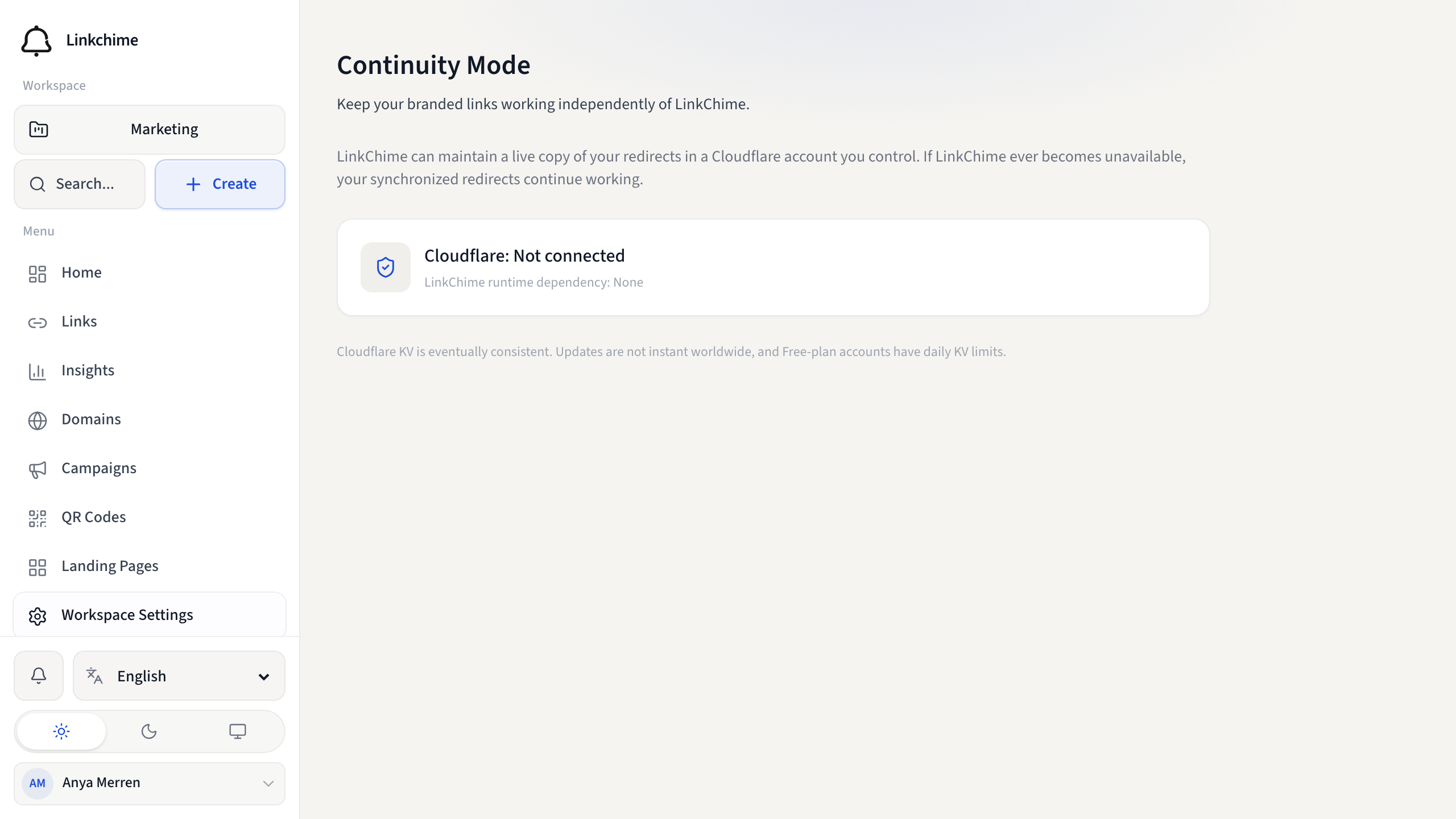 Continuity Mode settings for Cloudflare-backed redirects